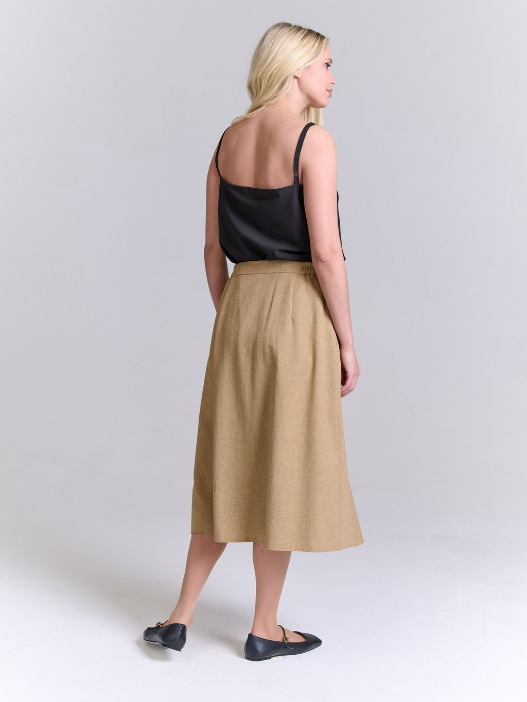 Льняная юбка с резинками по бокам Лен-40% Вискоза-30% ПЭ-30%