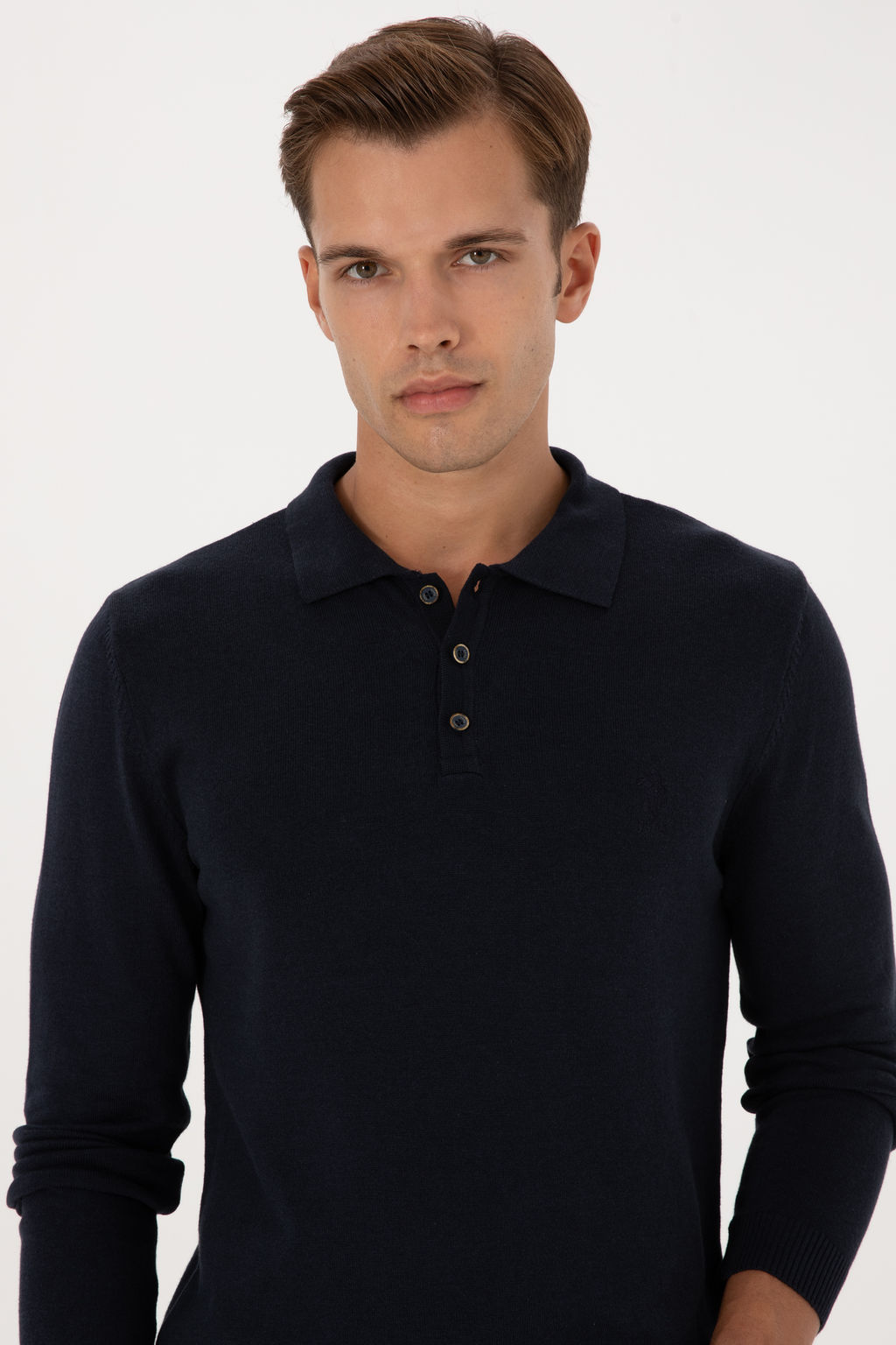 Erkek Slim Fit Polo Yaka Lacivert Basic Kazak - U.s. polo assn фото 9