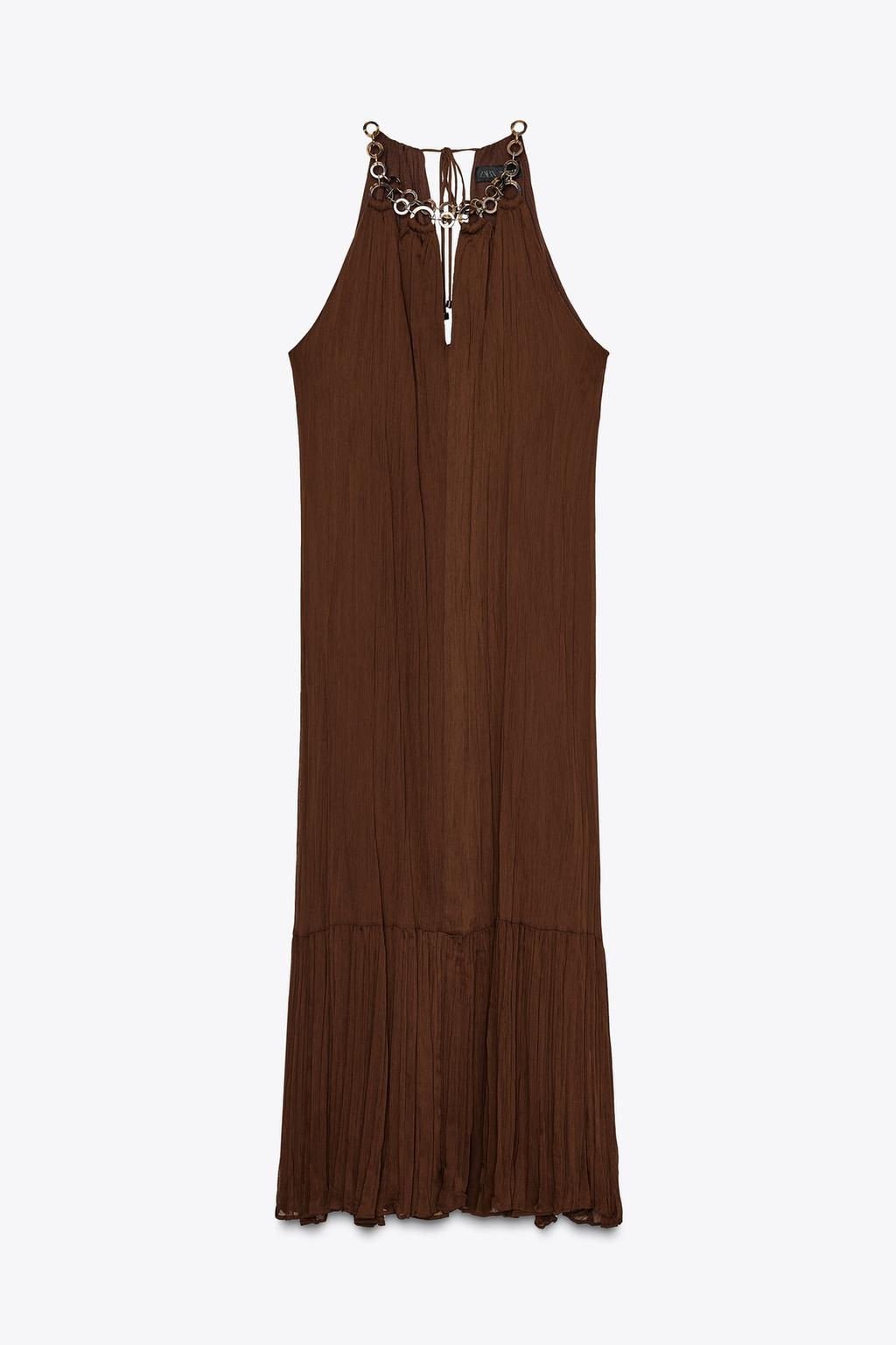 HALTER EYELET MIDI DRESS - Zara фото 5