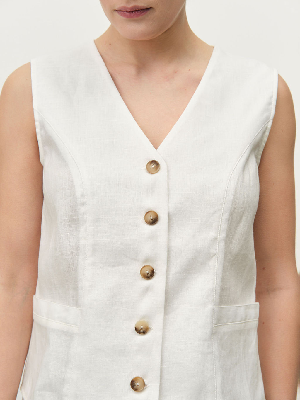 Жилет льняной 7025 айвори