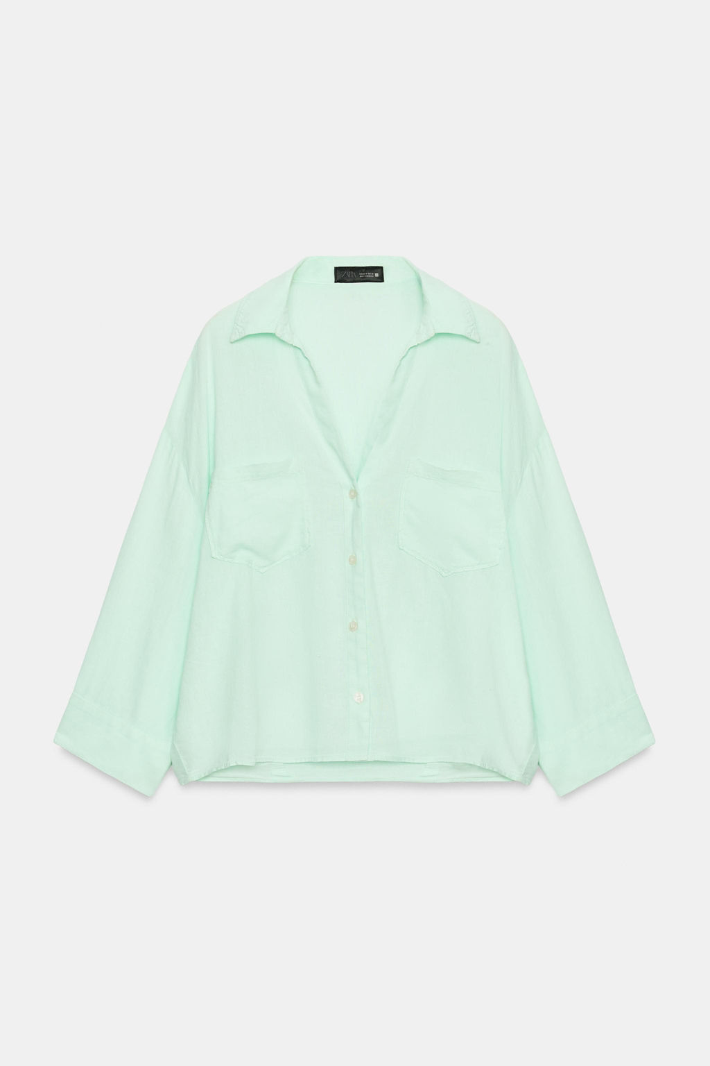 CAMISA FLUIDA CON LINO / Menta - Zara фото 6