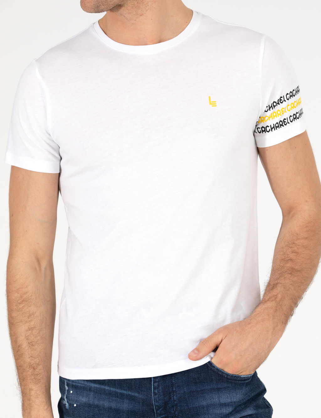 Beyaz Bisiklet Yaka Slim Fit T-Shirt