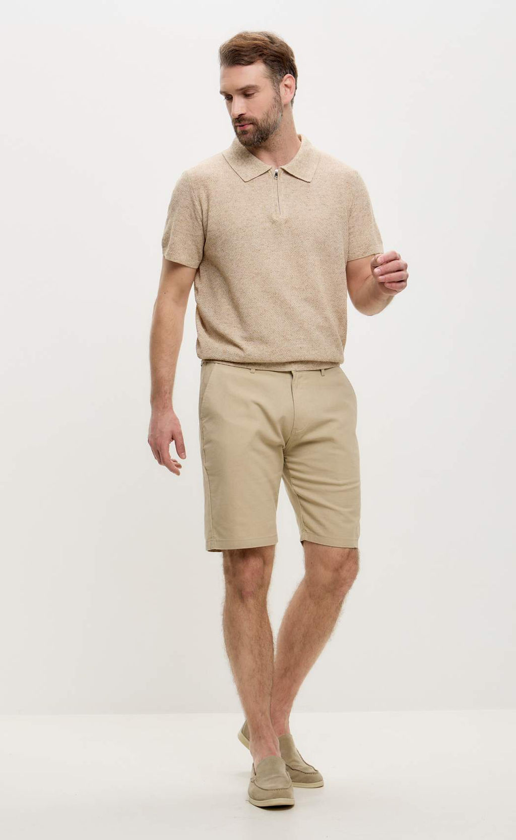 Шорты лен F511-0960-1 d.beige