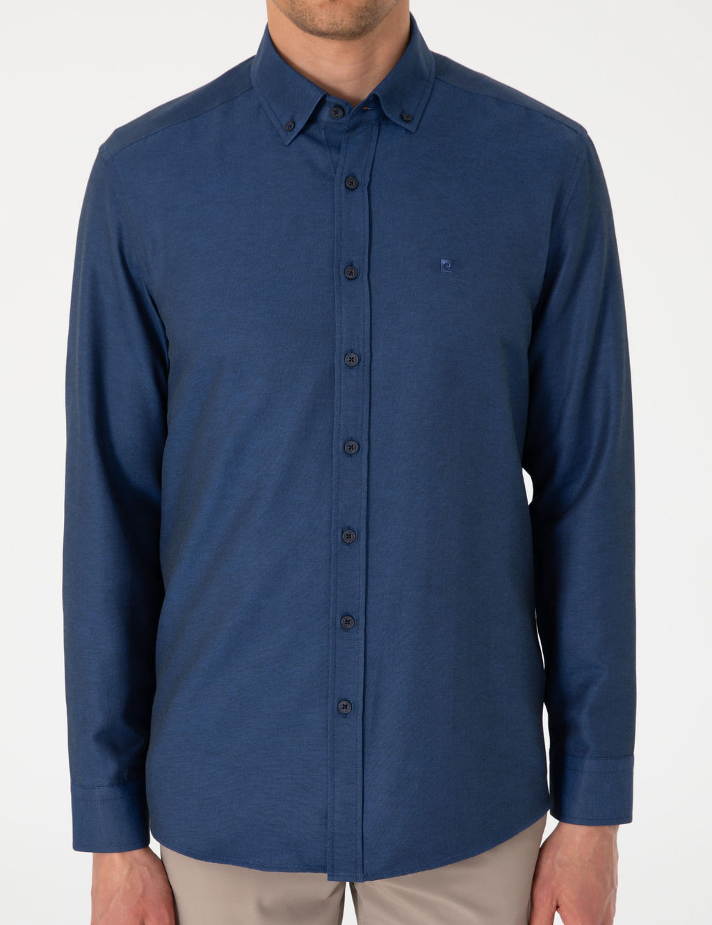 Lacivert Oxford Slim Fit Kolay _t_lenebilir G_mlek