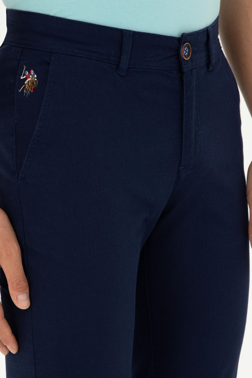 Мужские темно-синие брюки из плотной ткани/чиносы Неожиданная скидка в корзине - U.s. polo assn фото 5