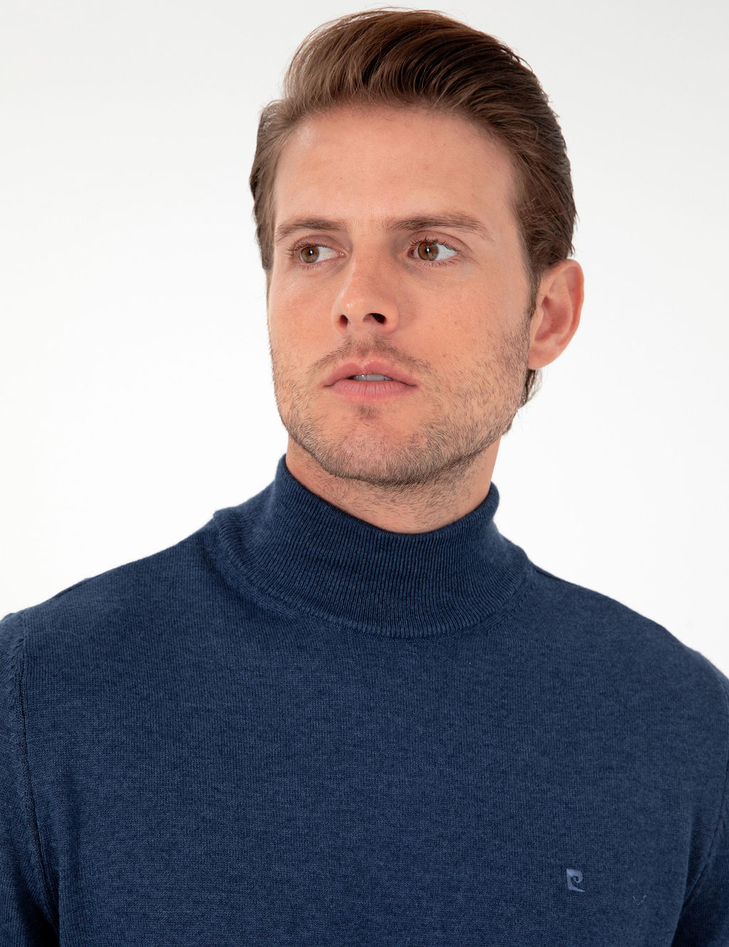 _ndigo Melanj Slim Fit Yar_m Bal_k__ Yaka Basic Triko Kazak - Pierre cardin фото 2
