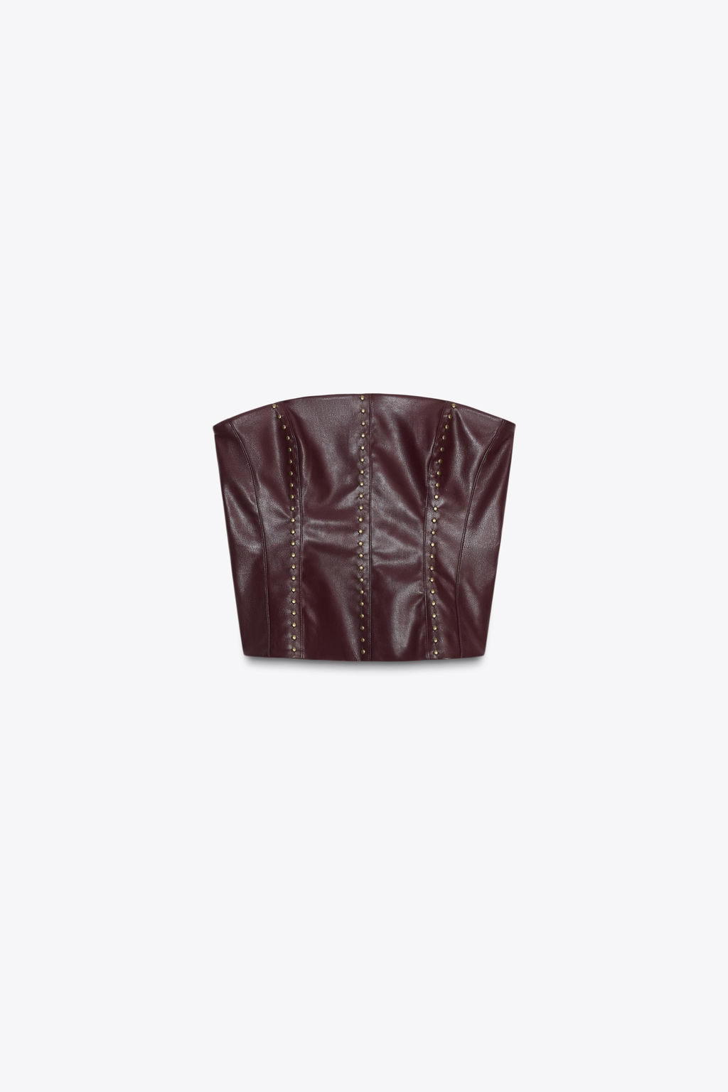 STUDDED FAUX LEATHER BANDEAU TOP - Zara фото 7