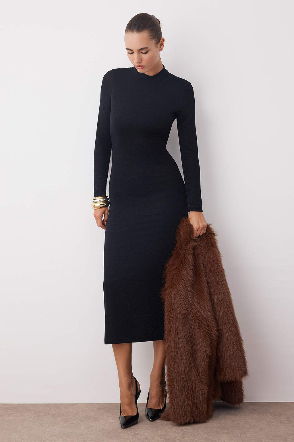 Siyah S?rt Detayl? Orme Elbise TPRAW26EL00016 - Trendyolmilla фото 2