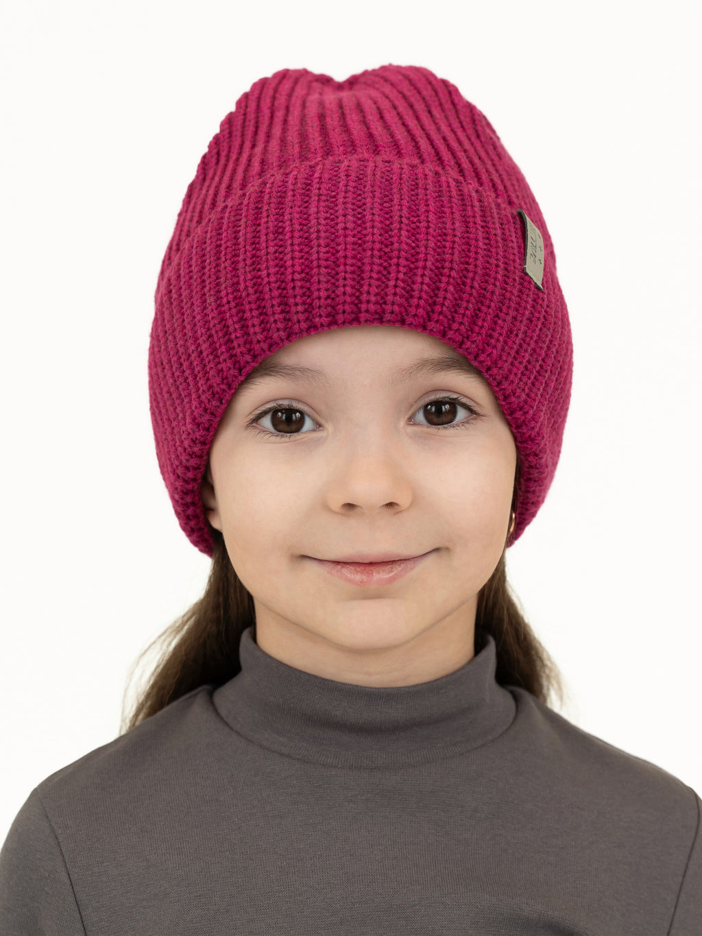 Шапка вязаная красная Ш-113 малина (56-58)