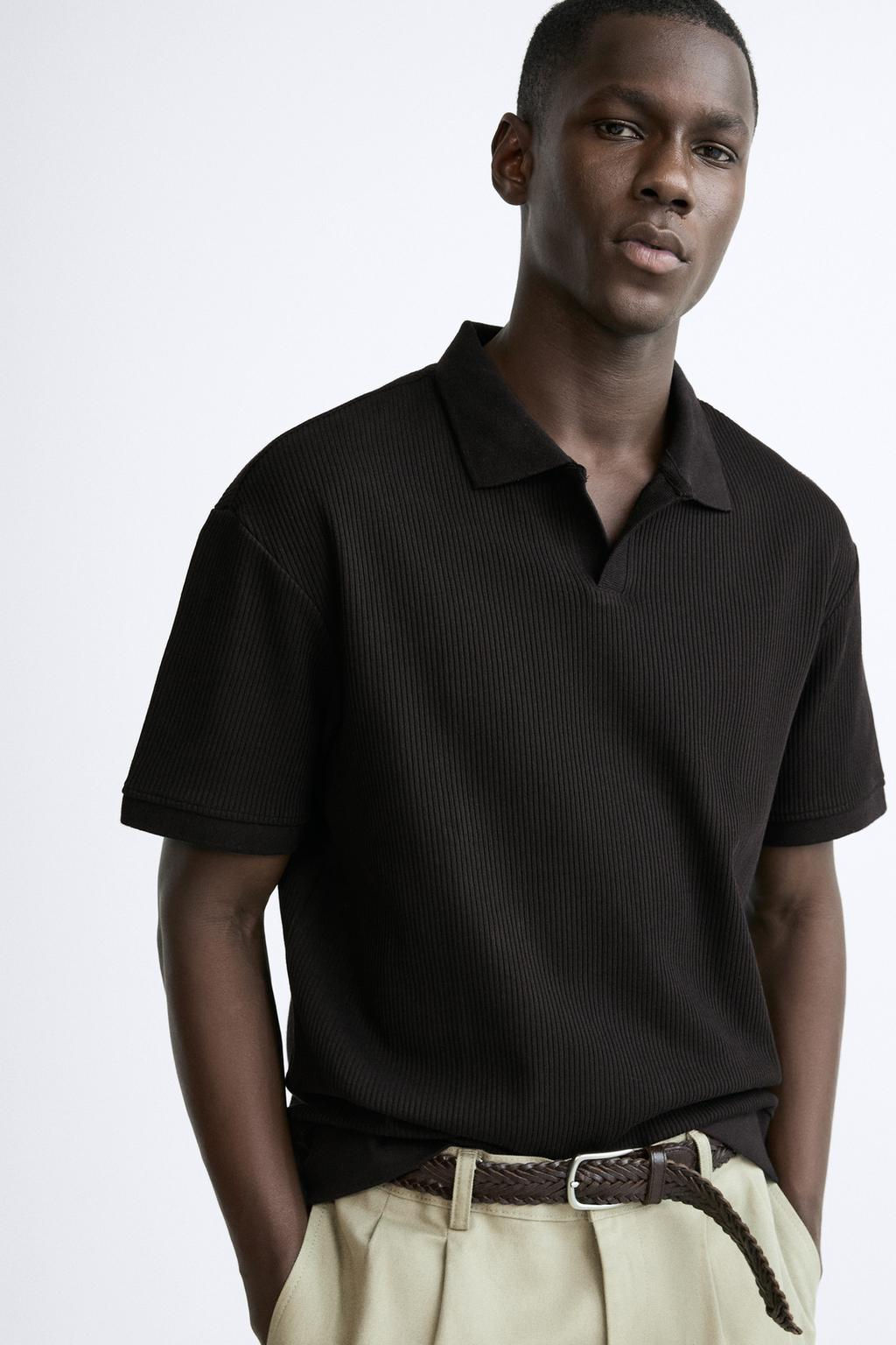 TEXTURED POLO SHIRT WITH RIBBED TRIMS - Zara фото 6
