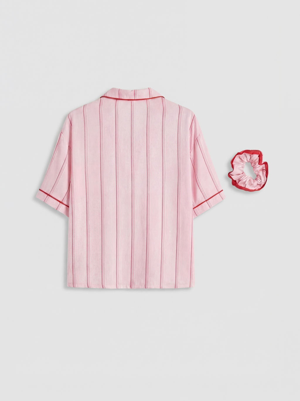 G?mlek Yaka ?izgili Kad?n Pijama Tak?m