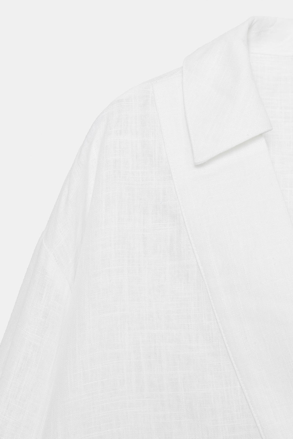 BLUSA CON LINO CUELLO POLO / Blanco - Zara фото 13