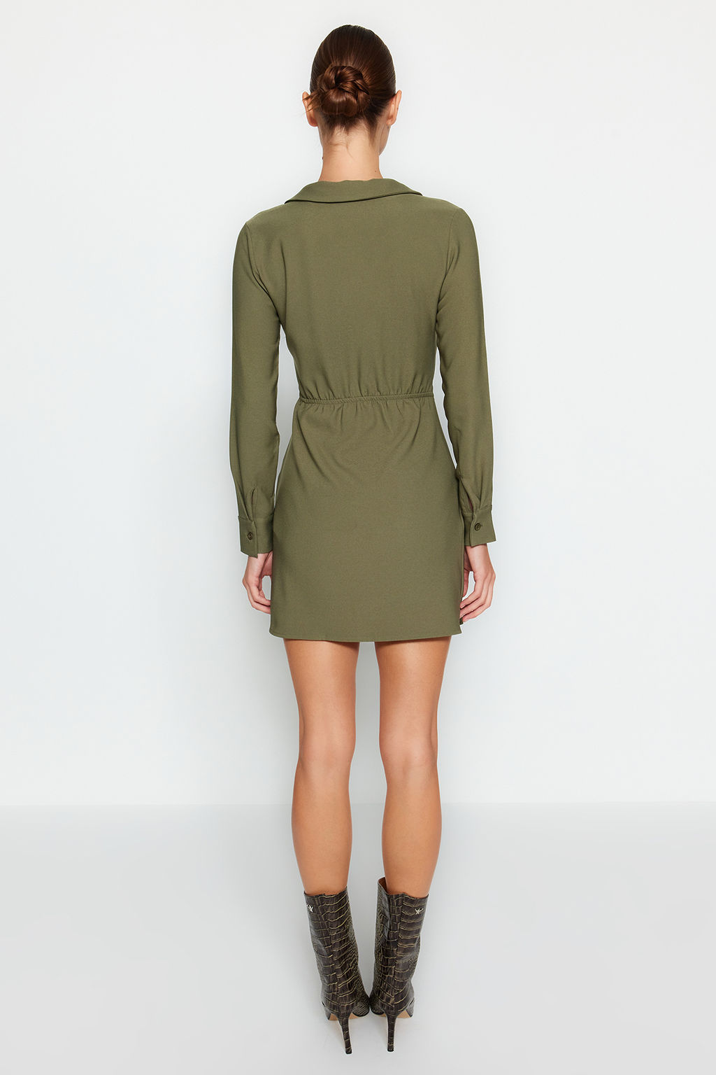 TRENDYOLMILLA Haki Kruvaze Dokuma Elbise TWOAW24EL00737  фото 5