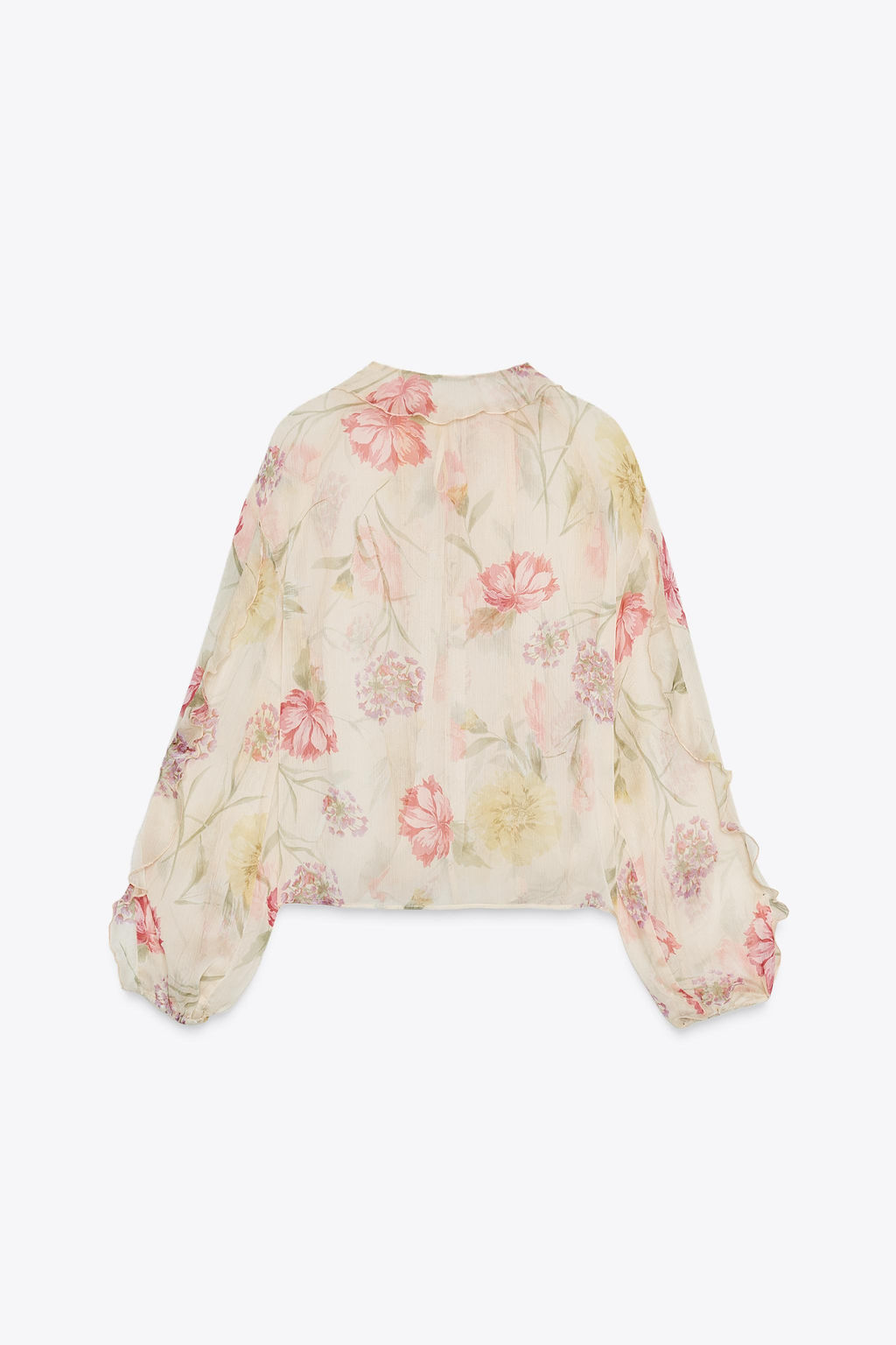 SEMI-SHEER FLORAL PRINT SHIRT - Zara фото 19