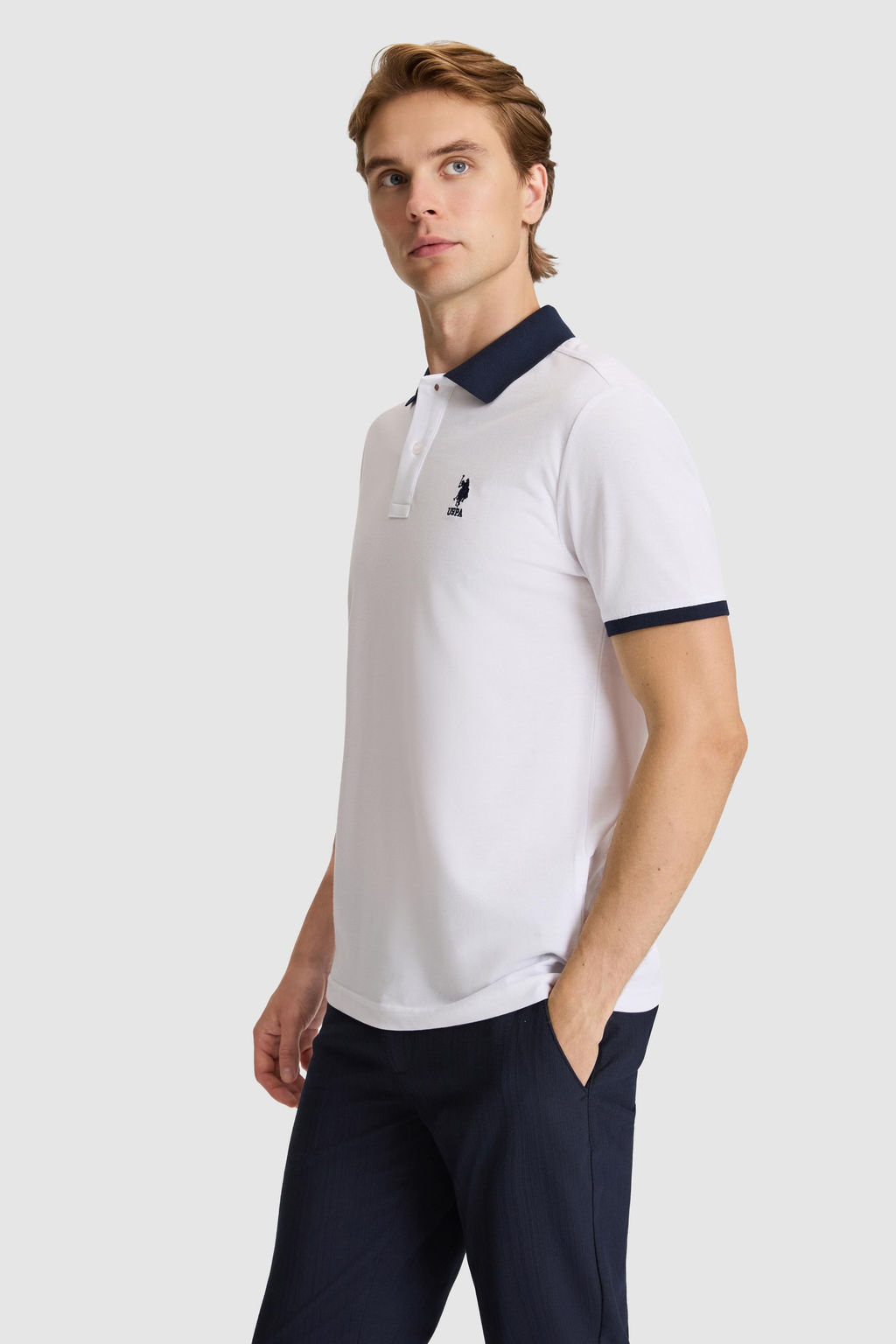Erkek Beyaz Regular Fit Polo Yaka Basic Ti__rt - U.s. polo assn фото 3