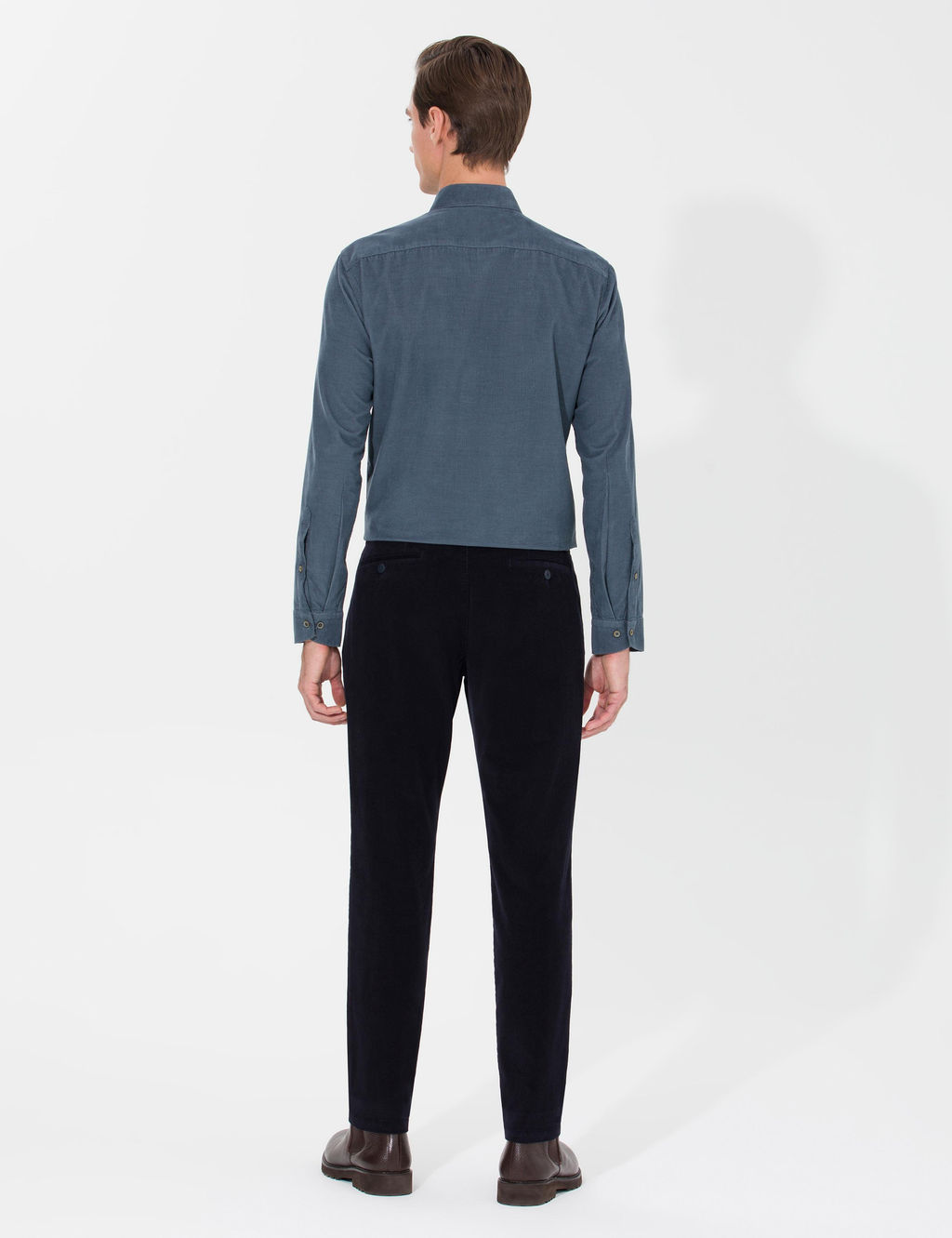 Темно-синие брюки узкого кроя из плотной ткани - Cacharel фото 4