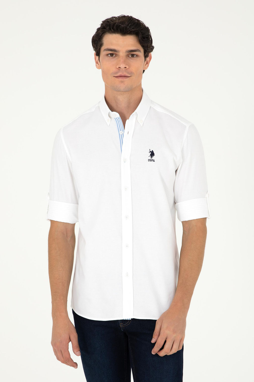 Мужская белая рубашка с длинным рукавом - U.s. polo assn фото 8