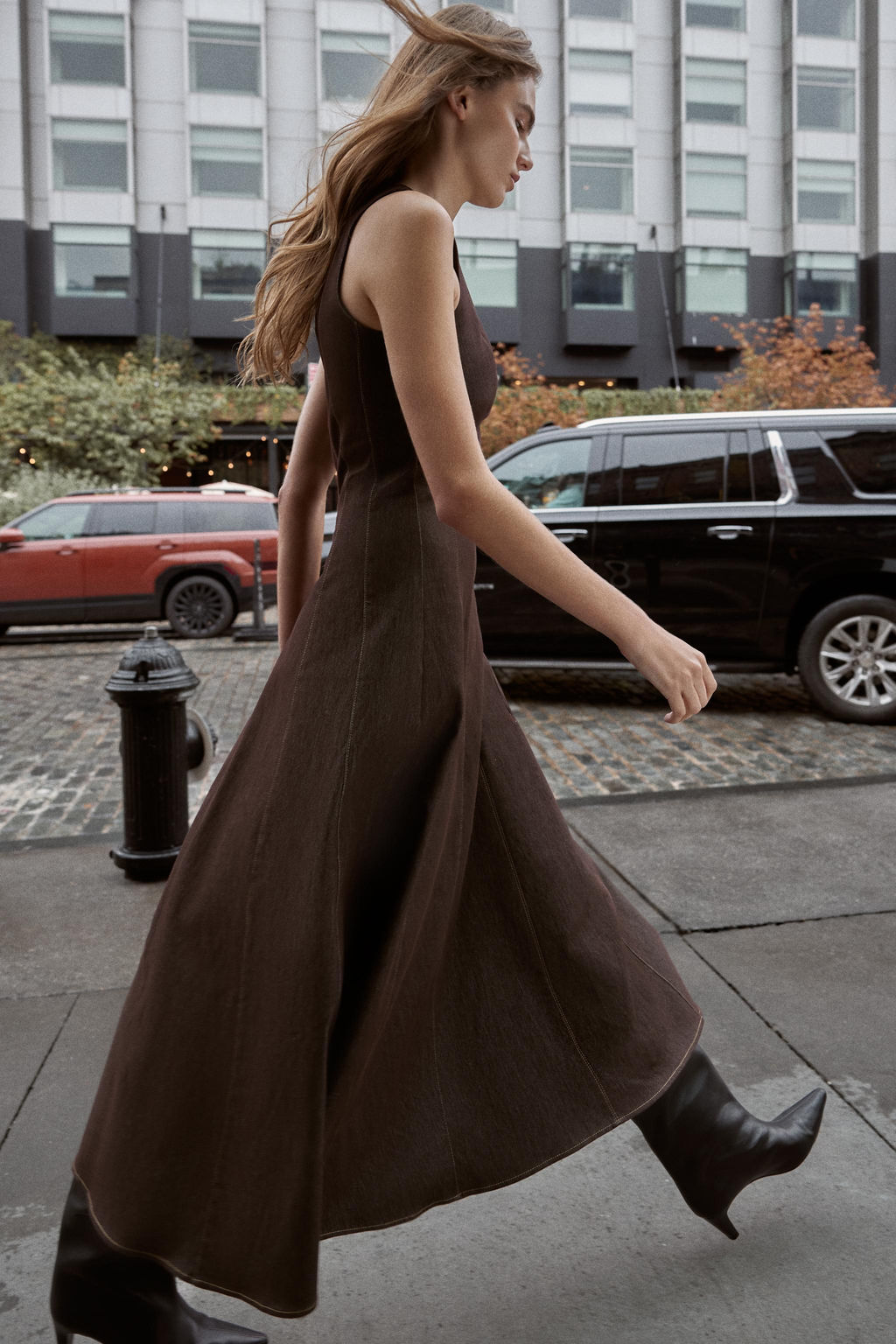 CONTRAST TOPSTITCHING MIDI DRESS - Zara фото 3