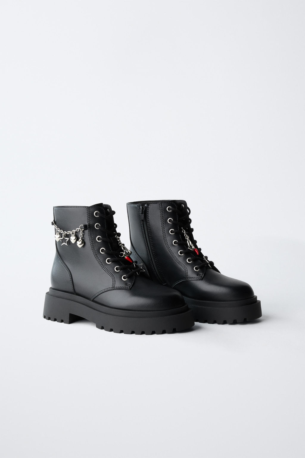 LACE-UP ANKLE BOOTS WITH CHARMS - Zara фото 4