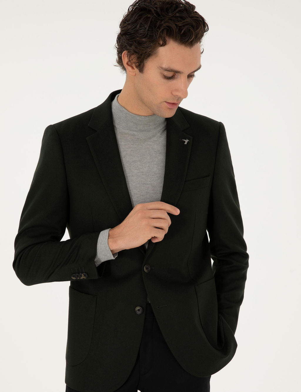 Зауженный пиджак цвета хаки - Cacharel фото 3