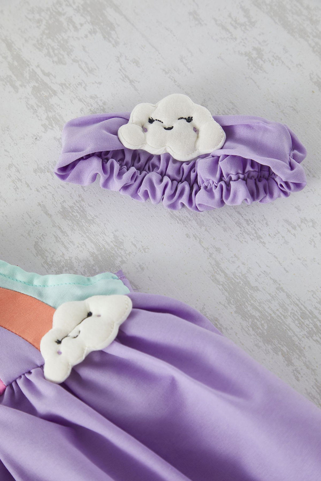 Lila K?z Bebek Pamuklu Gokkusag? Desenli Ask?l? Mini Bayraml?k Orme Elbise TKDSS25EL00077 - Trendyolmilla фото 2