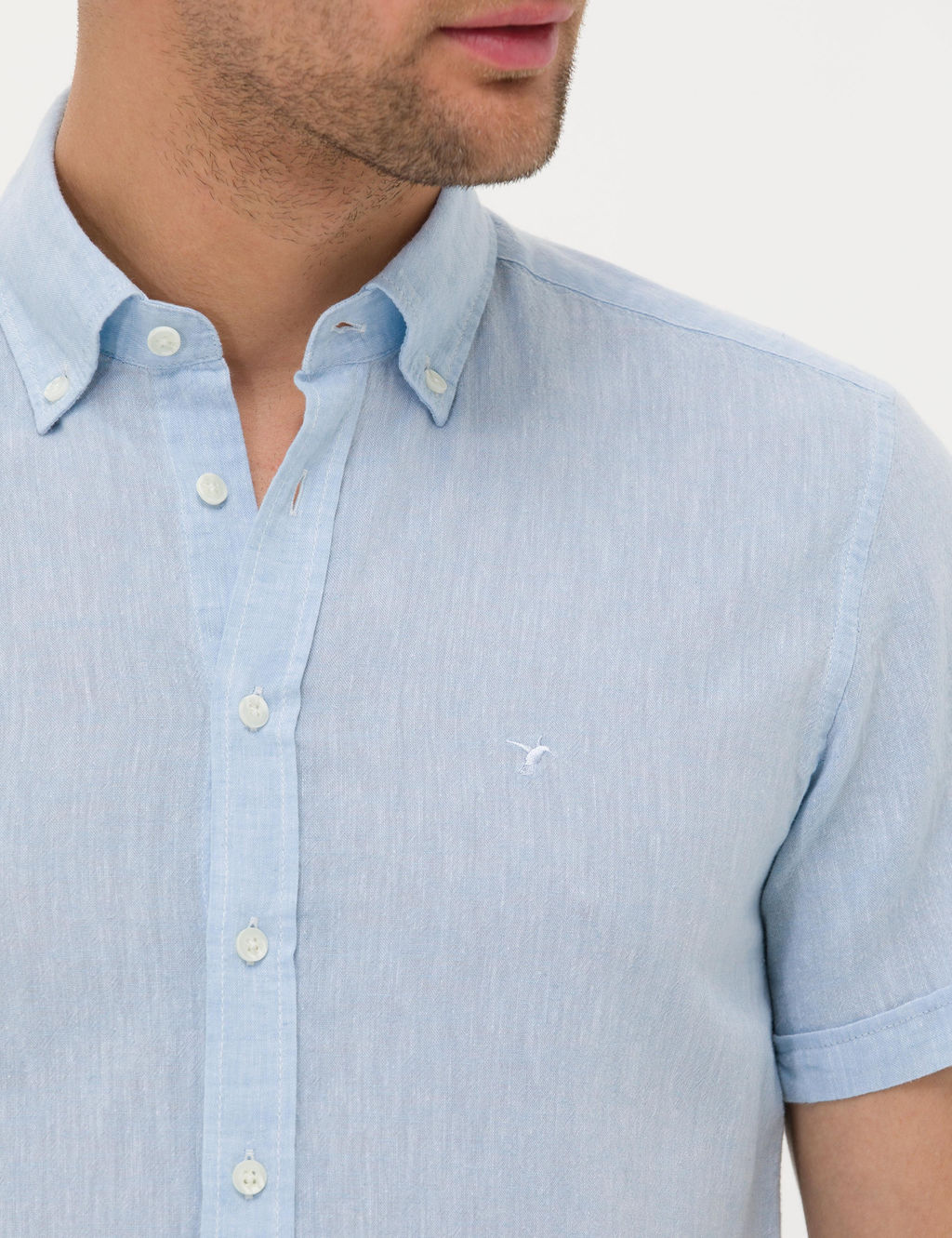 A__k Mavi Slim Fit Keten Kar___ml_ K_sakol G_mlek