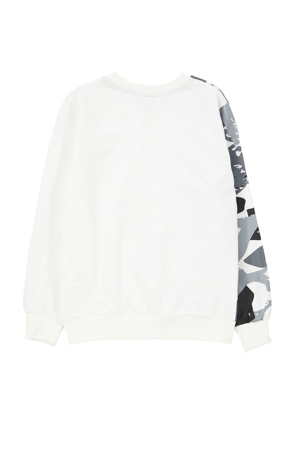 Ekru*001 Erkek Cocuk Mevsimlik-Ince Slogan Desenli Orme Sweatshirt TKDAW25SW00007