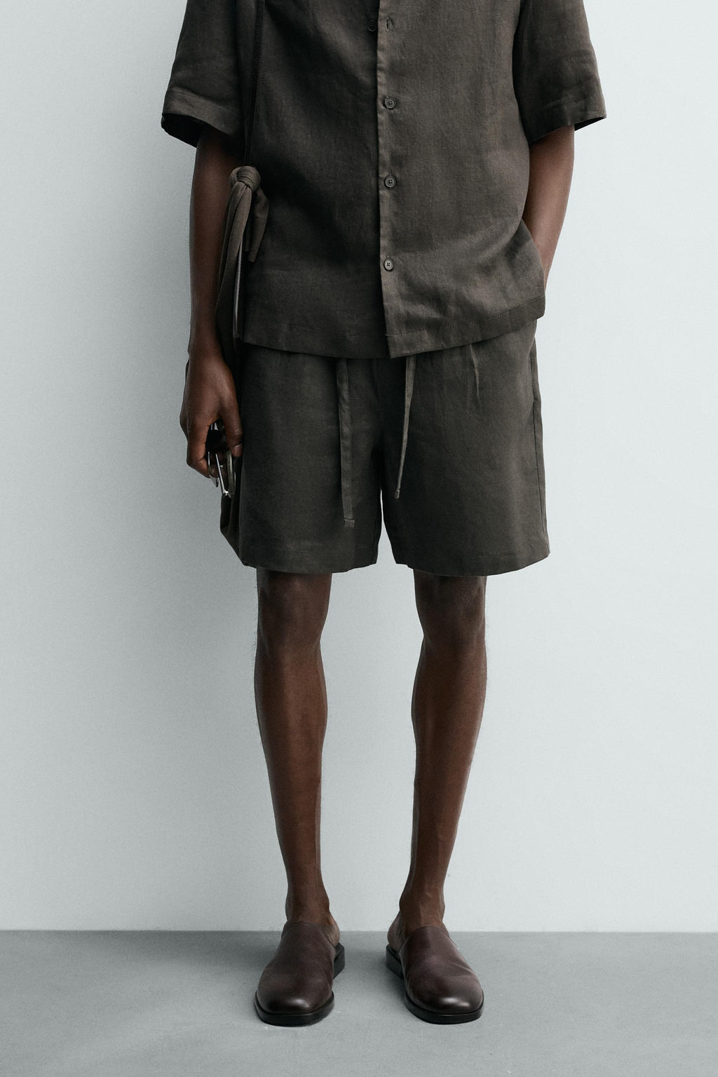 BERMUDA RELAXED FIT 100% LINO / Verde oscuro - Zara фото 10