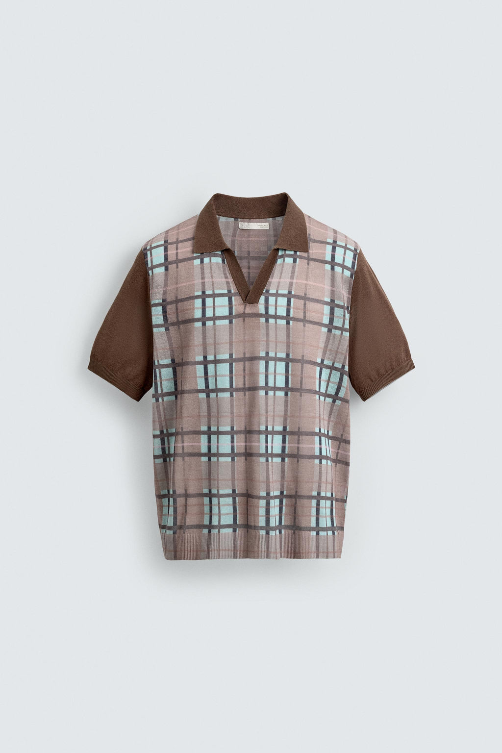 CHECK PRINT KNIT POLO SHIRT - Zara фото 7