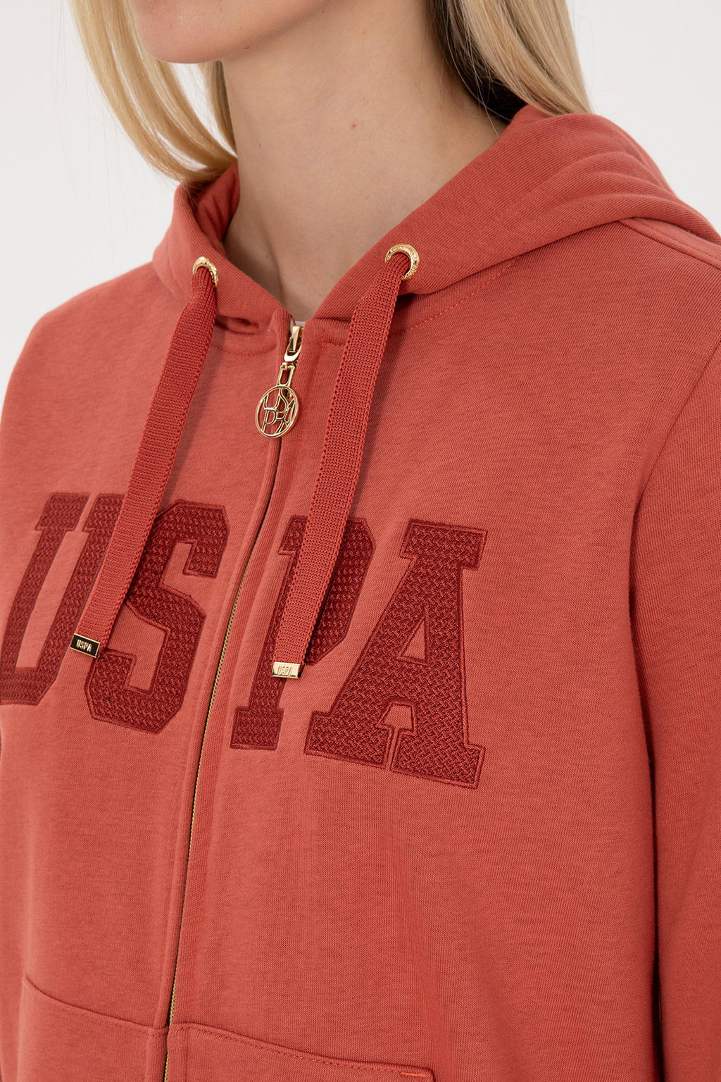 Kad_n Kiremit Uzun Fermuarl_ Kap__onlu Basic Sweatshirt - U.s. polo assn фото 7