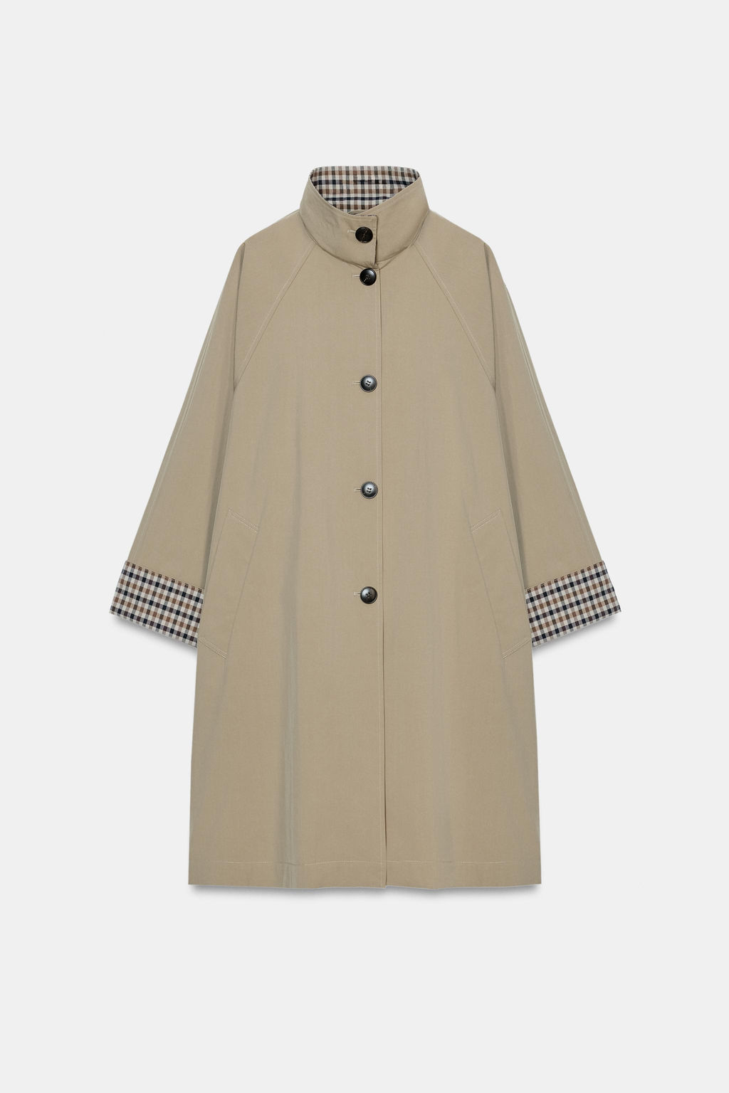 TRENCH OVERSIZE PU?O CUADROS / Tostado - Zara фото 8