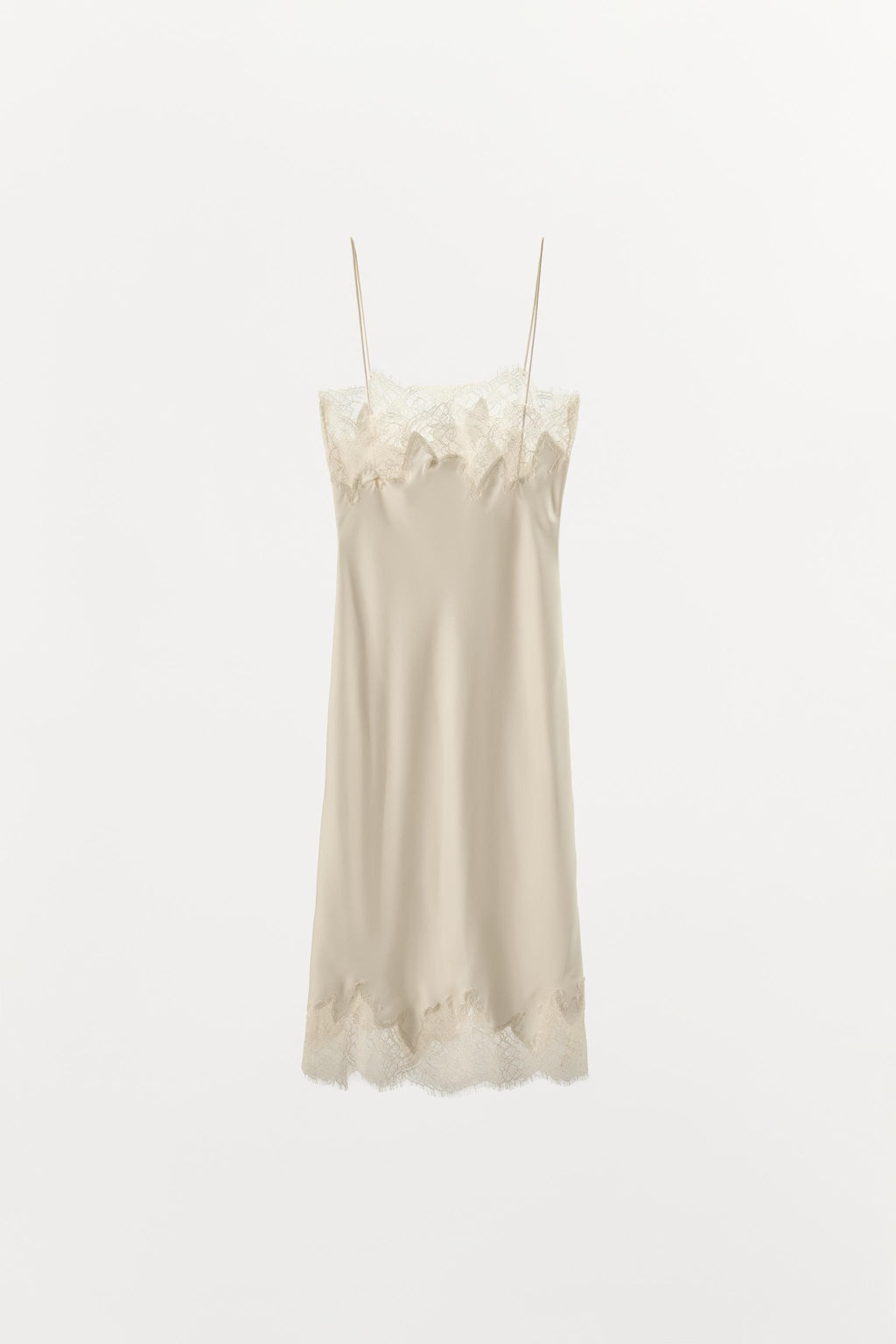 VESTIDO MIDI LENCERO ENCAJE / Crudo - Zara фото 6