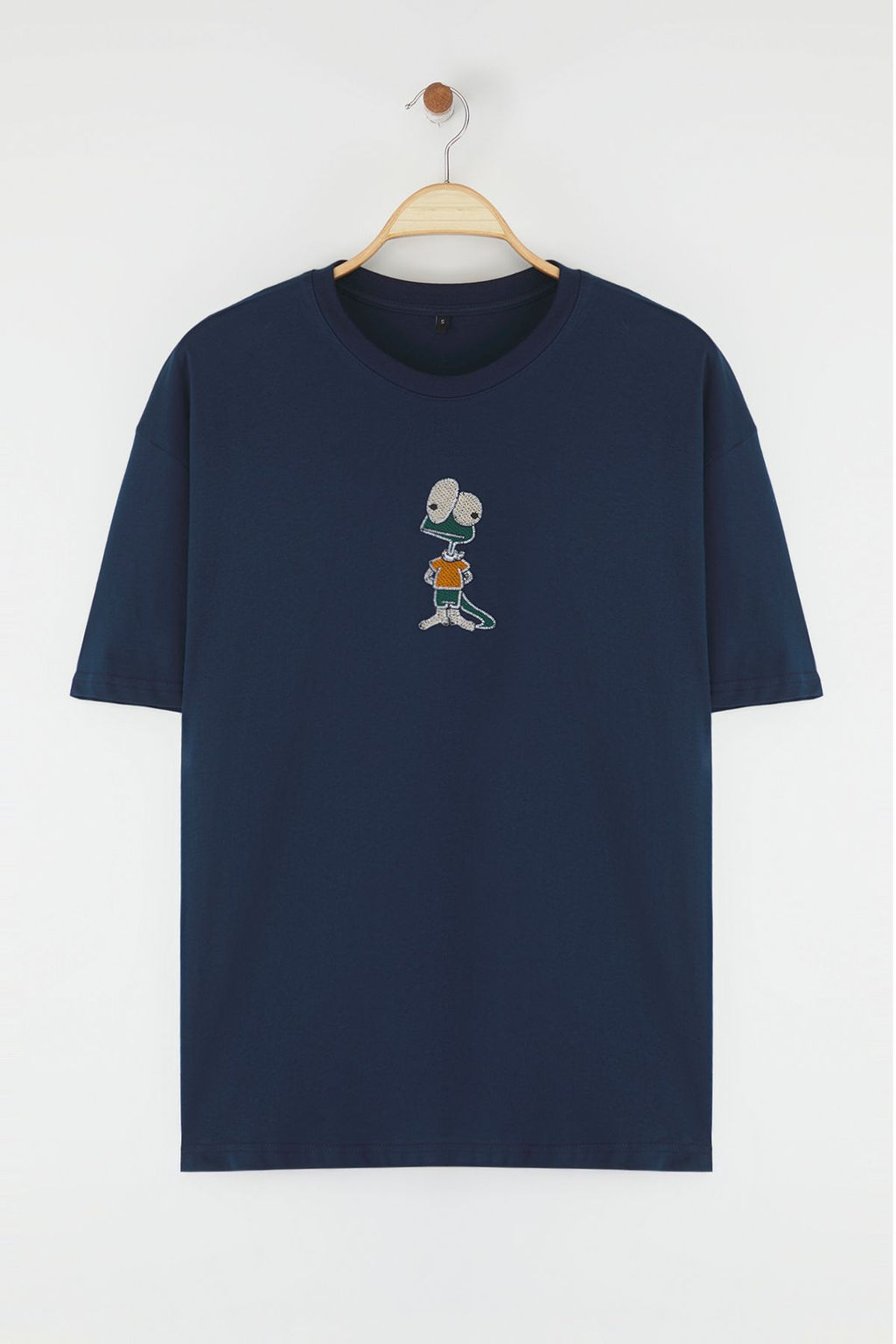 TRENDYOL MAN Mavi Oversize/Genis Kesim Nak?s Detayl? %100 Pamuk T-Shirt TMNSS25TS00199 - Trendyolmilla фото 2