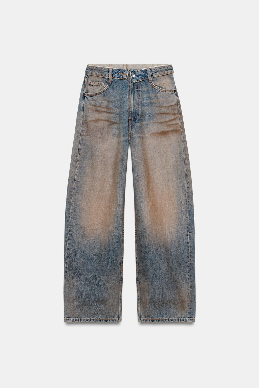 JEANS CINTURA DOBLADA TRF TIRO MEDIO / Azul / Gris - Zara фото 7