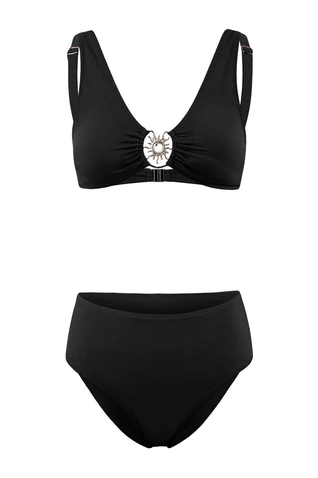 Siyah Ucgen Kapl? Aksesuar Detayl? Yuksek Bel Regular Bikini Tak?m? TBESS26BT00029 - Trendyolmilla фото 5