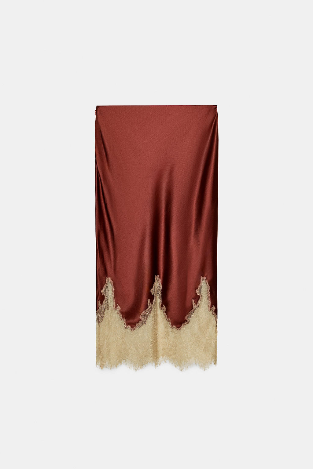 ZW COLLECTION CONTRAST LACE SATIN SKIRT - Zara фото 6