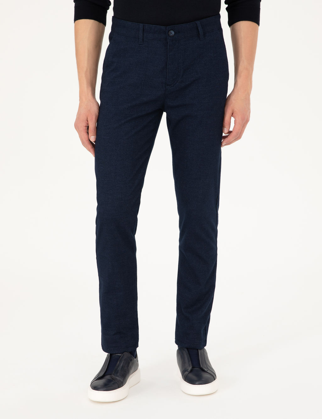 Lacivert Slim Fit Kanvas Pantolon