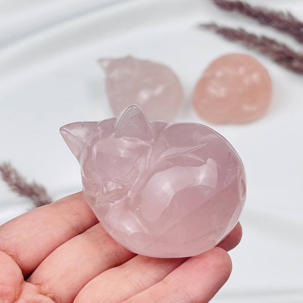 Радуга Самоцветов Фигурка Кошка из Розового кварца  фото 2