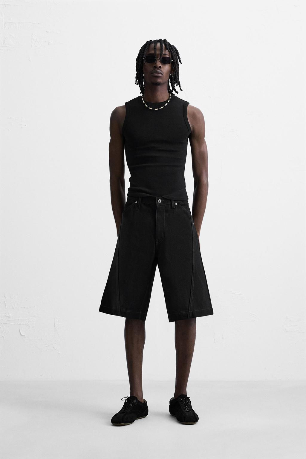 BAGGY FIT DENIM BERMUDA SHORTS WITH STITCHING - Zara фото 10
