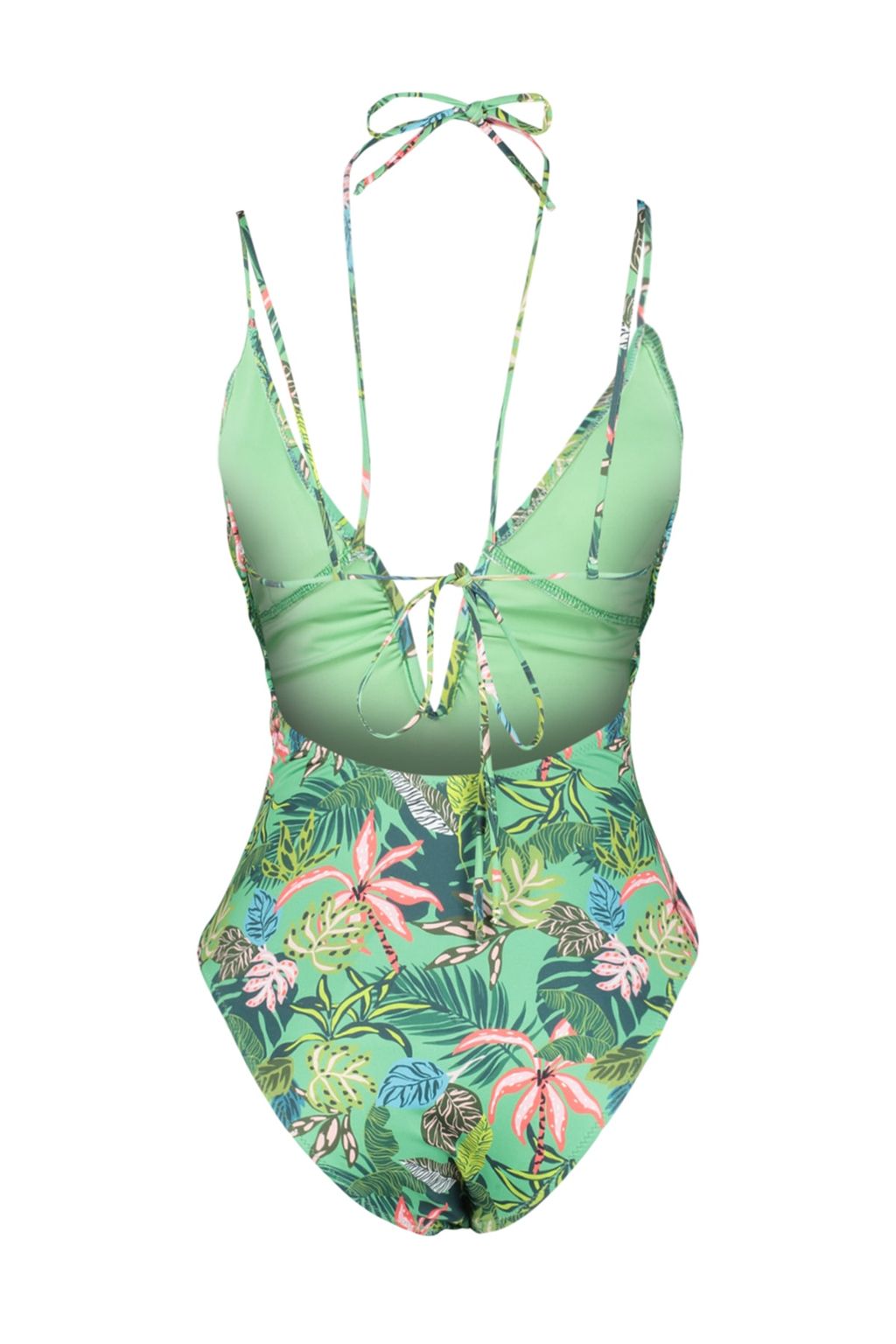 Tropikal Desenli Derin Dekolteli Biyeli Normal Paca Mayo TBESS23MA00127