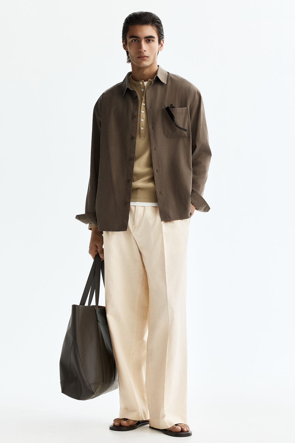 Pantal?n en mezcla de lino Loose Fit - H&m фото 5