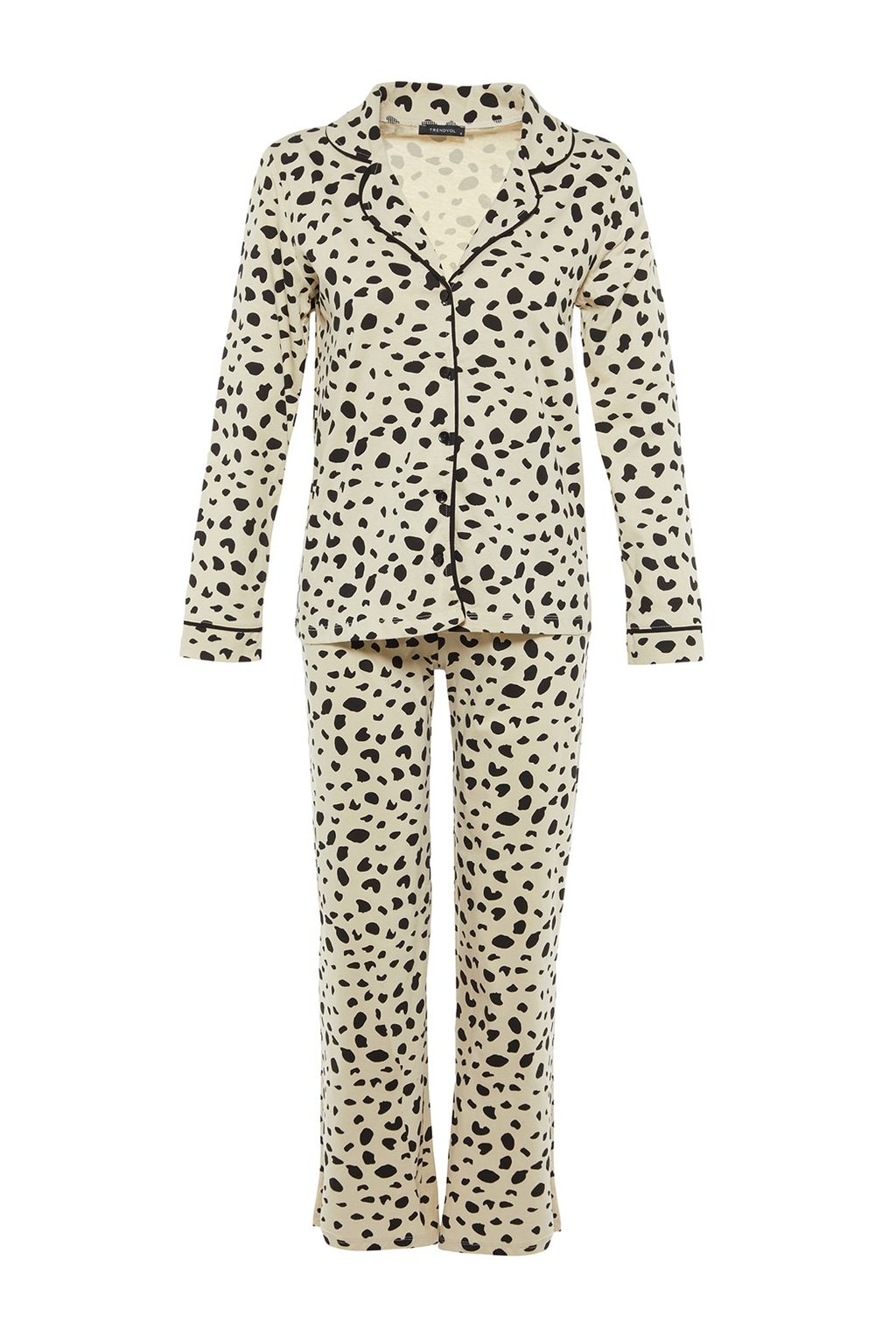 Trendyolmilla Bej %100 Pamuklu Leopar Desenli Gomlek-Pantolon Orme Pijama Tak?m? THMAW21PT0489 фото 10