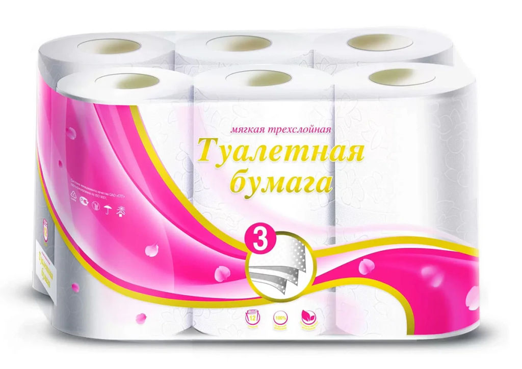 VEIRO т/бумага 3-сл. NoName (12 рул.) Белая  фото 3