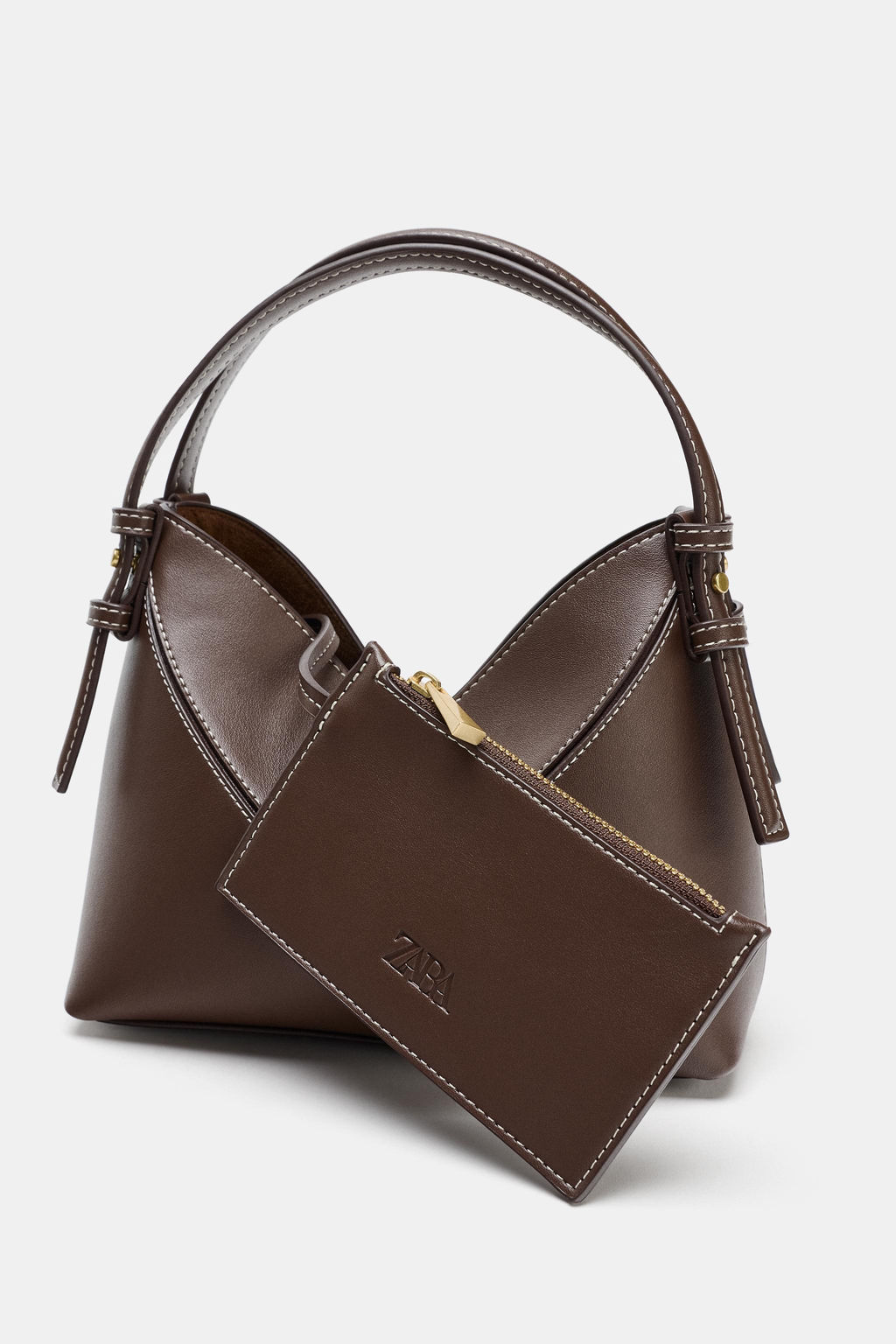 MINI BUCKET BAG WITH TOPSTITCHING - Zara фото 7