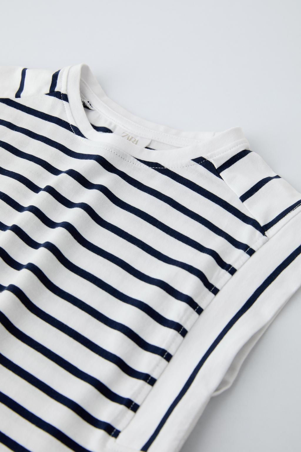 STRIPED T-SHIRT WITH TAB - Zara фото 3