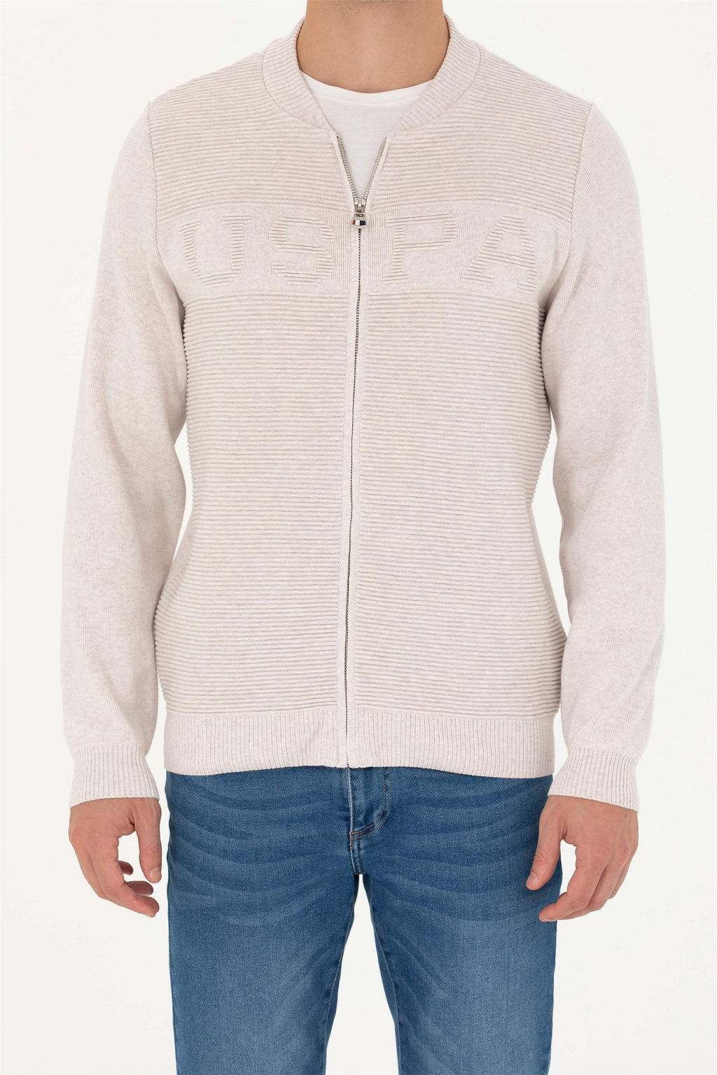 U. S. Polo Assn Мужской кардиган из меланжевого трикотажа с камнями - U.s. polo assn фото 13