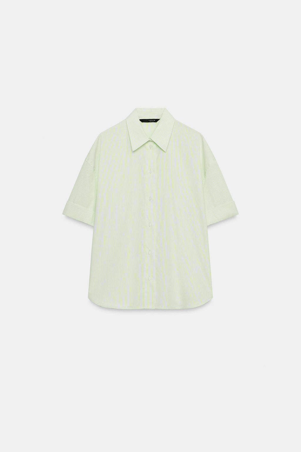 CAMISA OVERSIZE POPEL?N RAYAS / Verde/Blanco