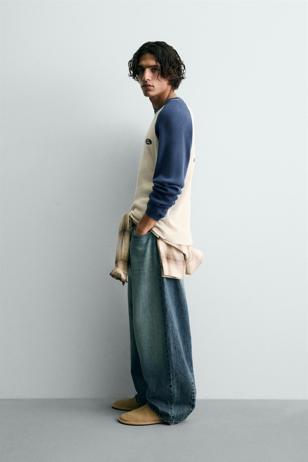 FORD  COLOUR BLOCK WAFFLE-KNIT T-SHIRT - Zara фото 4