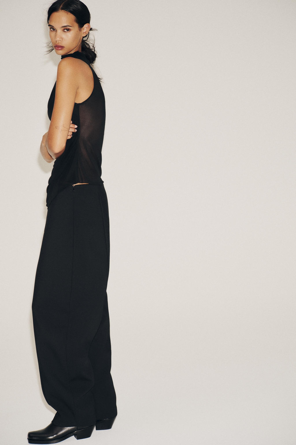 SEMI-SHEER HALTER TOP