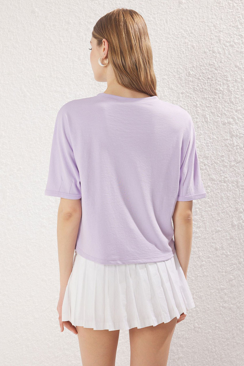 Lila Relaxed/Rahat Kal?p Crop Esnek Orme Bluz TWOSS25BZ00403 - Trendyolmilla фото 4